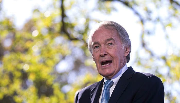 UNITED STATES - October 6: Sen. Ed Markey, D-Mass., speaks during a news conference to call on Congress to pass the Lautenberg Act to "protect families from dangerous chemicals," outside the U.S. Capitol in Washington, on Tuesday, October 6, 2015. (Photo By Al Drago/CQ Roll Call) (CQ Roll Call via AP Images)