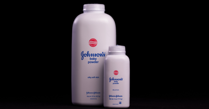 large and small bottles of johnson's baby powder