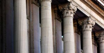 Stone columns on a courthouse in New York