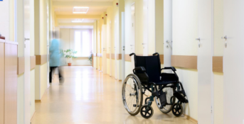 empty wheelchair in nursing home