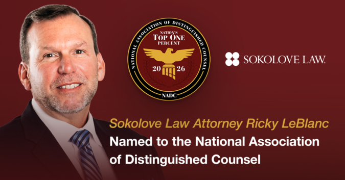 Sokolove Law Attorney Ricky LeBlanc Named to the National Association of Distinguished Counsel