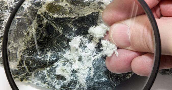 Close up look at asbestos fibers