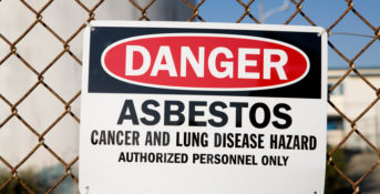 Danger warning sign for asbestos