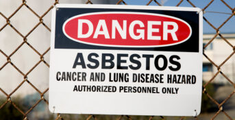 Danger warning sign for asbestos