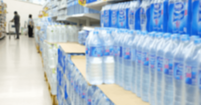 cases of bottled water