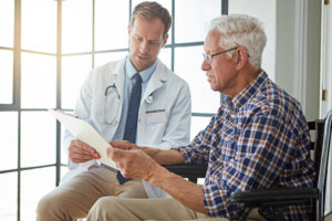 Patient talking to doctor about prognosis.