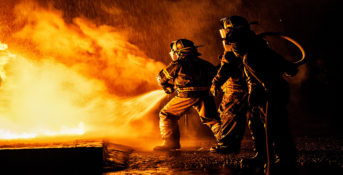 firefighters putting out a fire
