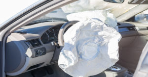 blown airbag in a car