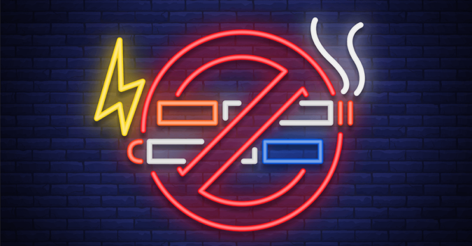 neon sign signifying no smoking or vaping