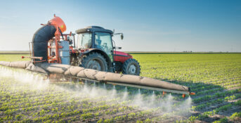 Paraquat herbicide sprayed on crops