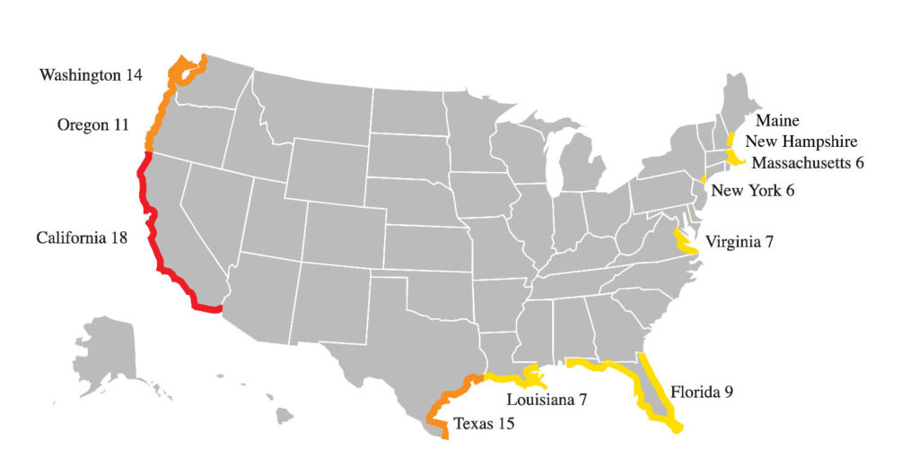 Shipyard locations in the United States in 2022