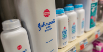 Johnson's baby powder on store shelf