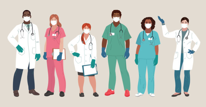 cartoon drawing of health care workers