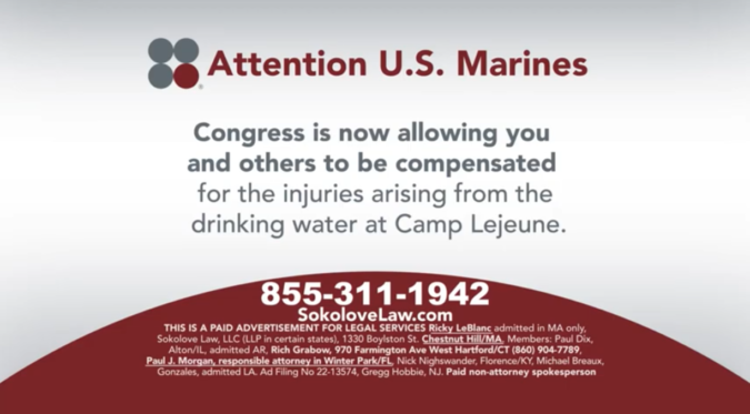 Sokolove Law - Camp Lejeune Commercial Video Thumbnail