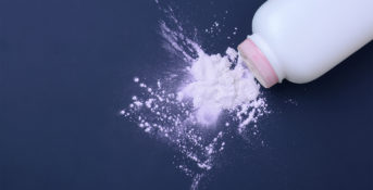 Bottle of talcum powder spilled