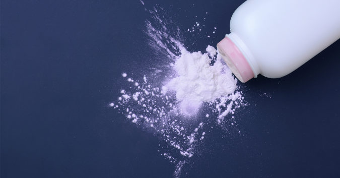 Bottle of talcum powder spilled