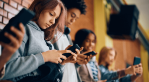 Teens on their phones