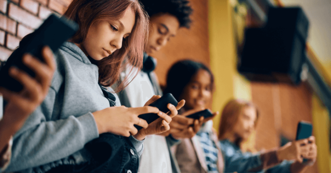 Teens on their phones