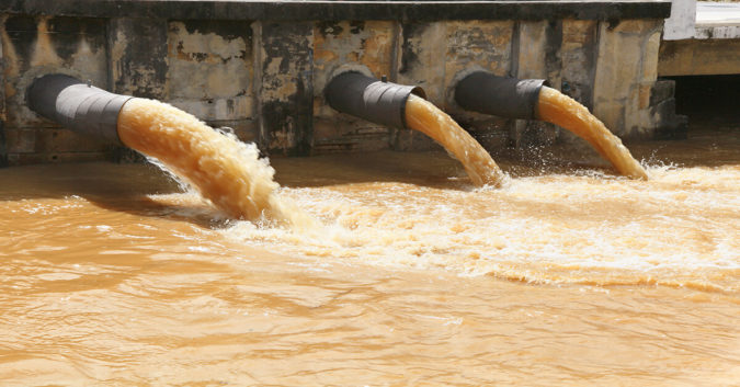 waste water coming out of pipes